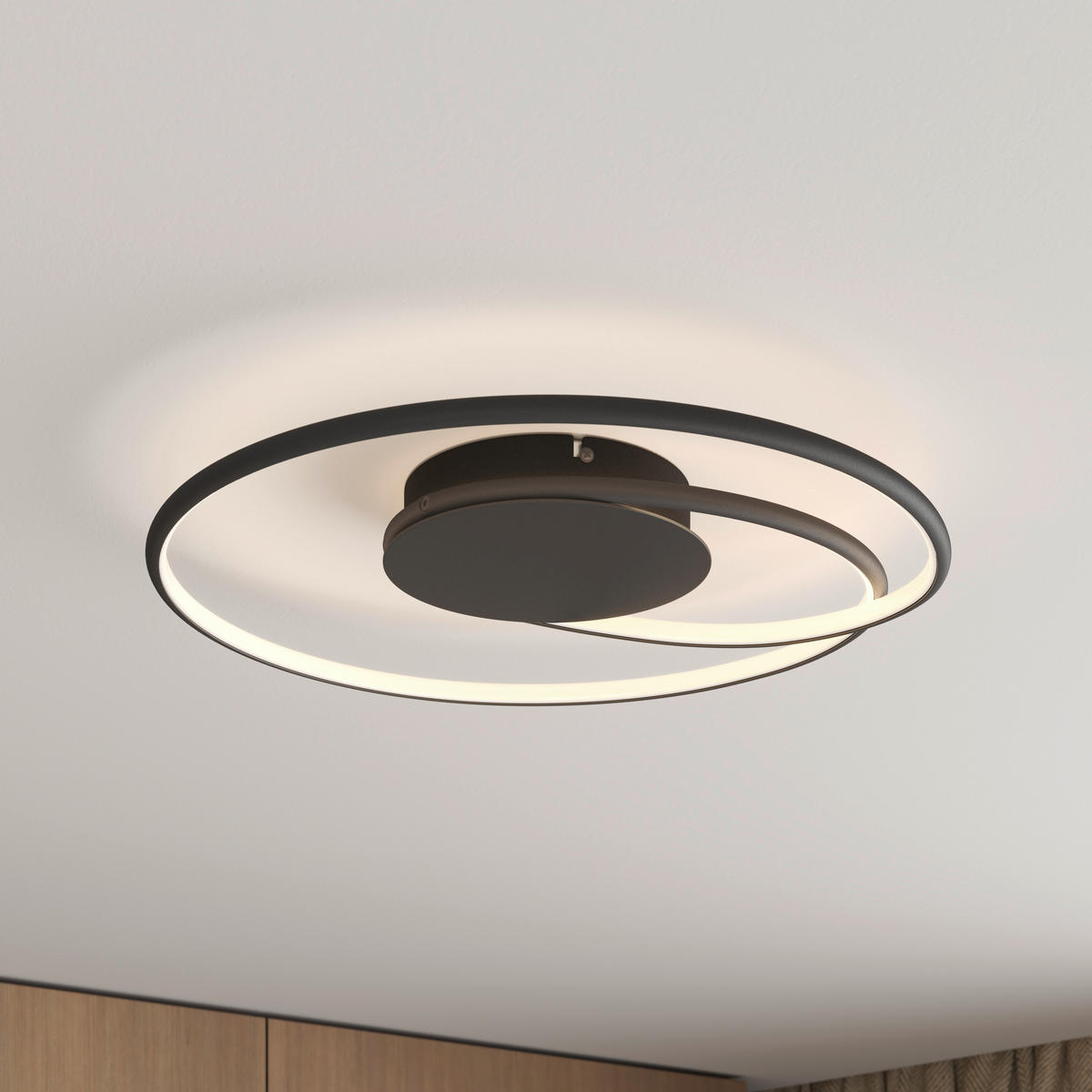LED-DECKENLEUCHTE 45/8 cm   - Schwarz, LIFESTYLE, Kunststoff/Metall (45/8cm) - Novel