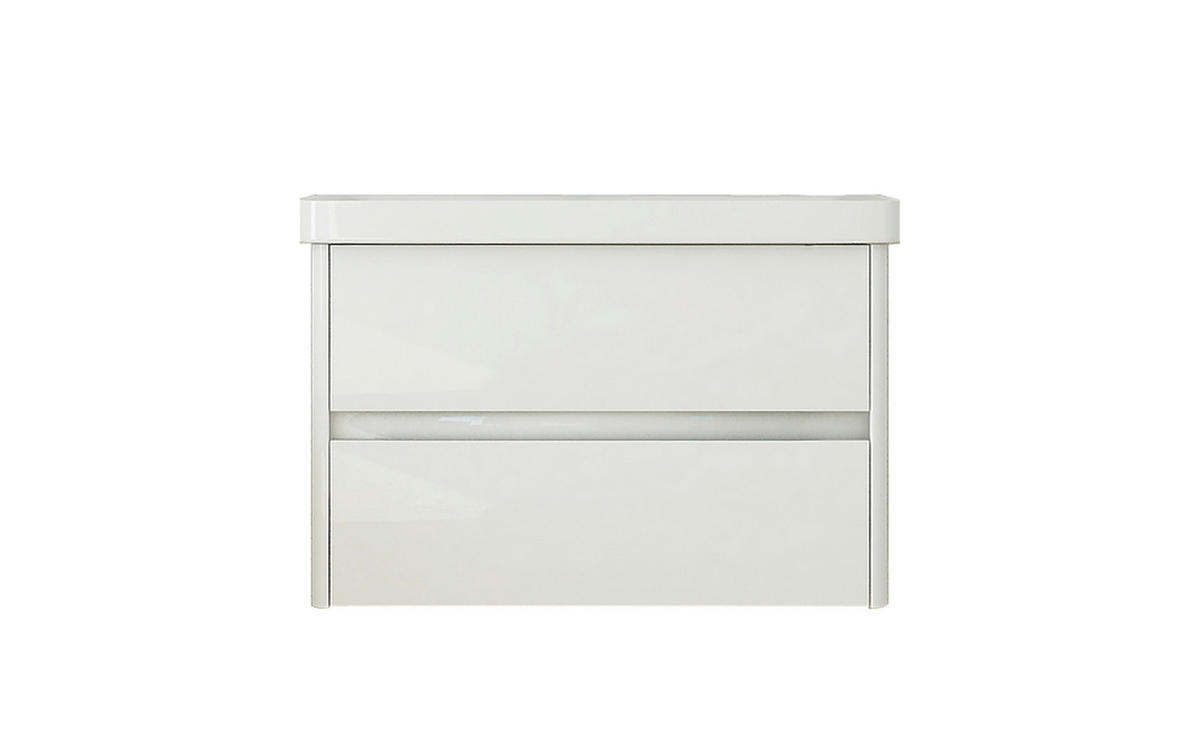 MOSDÓSZEKRÉNY MOSDÓVAL  - magasfényű fehér/fehér, Basics, faalapú anyag/kerámia (80/50/46cm) - Welnova