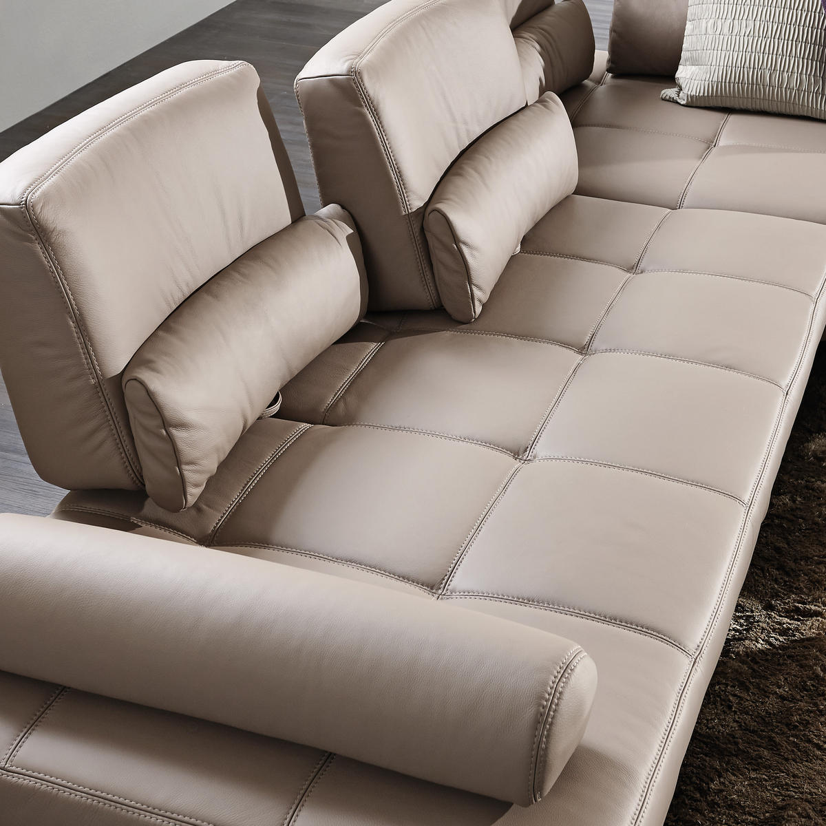 ECKSOFA in Echtleder Braun  299/250 cm  - Alufarben/Braun, Design, Leder/Metall (299/250cm) - Joop!