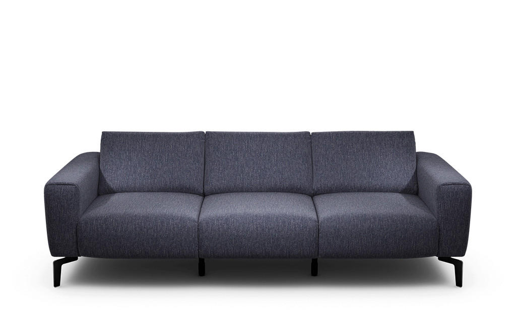 3-SITZER-SOFA Chenille Blau  - Blau/Schwarz, Design, Textil/Metall (250/86/86-94cm) - SENSOO