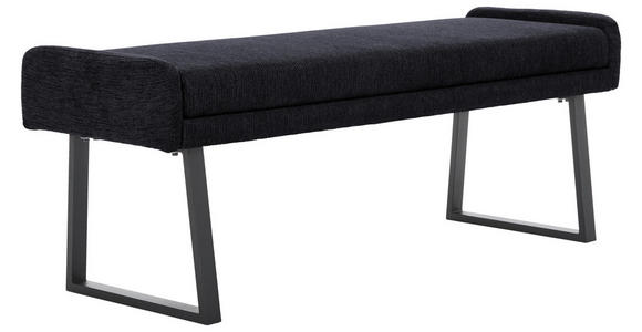 HOCKERBANK 140/51/49 cm Webstoff Schwarz, Dunkelgrau - Dunkelgrau/Schwarz, Design, Textil/Metall (140/51/49cm) - Novel
