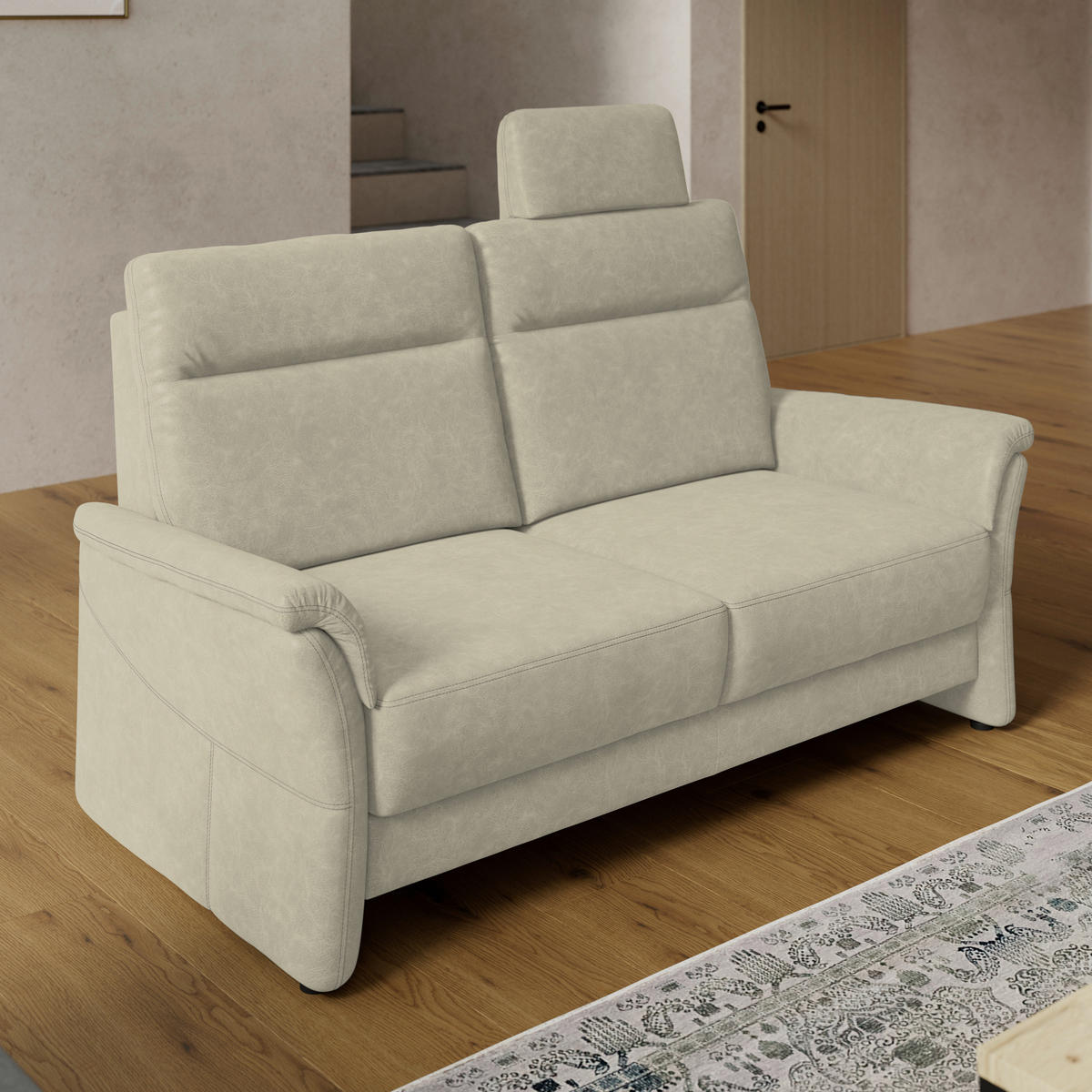 2,5-SITZER Mikrofaser Hellgrau  - Hellgrau/Schwarz, Konventionell, Kunststoff/Textil (170/99/91cm) - Elegando