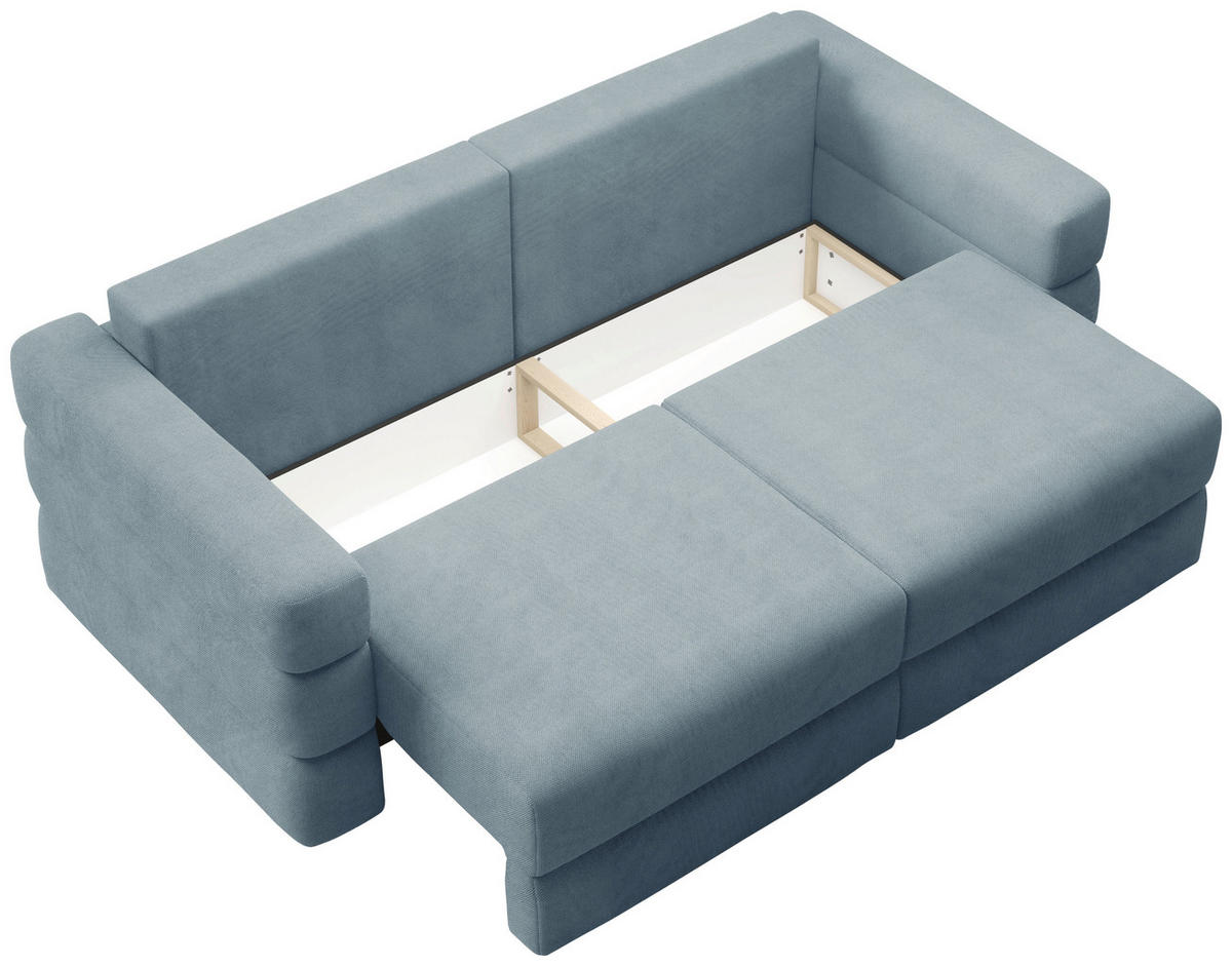 SCHLAFSOFA TERAZZO in Webstoff Blau  - Blau/Schwarz, Design, Kunststoff/Textil (254/93/167cm) - Livetastic