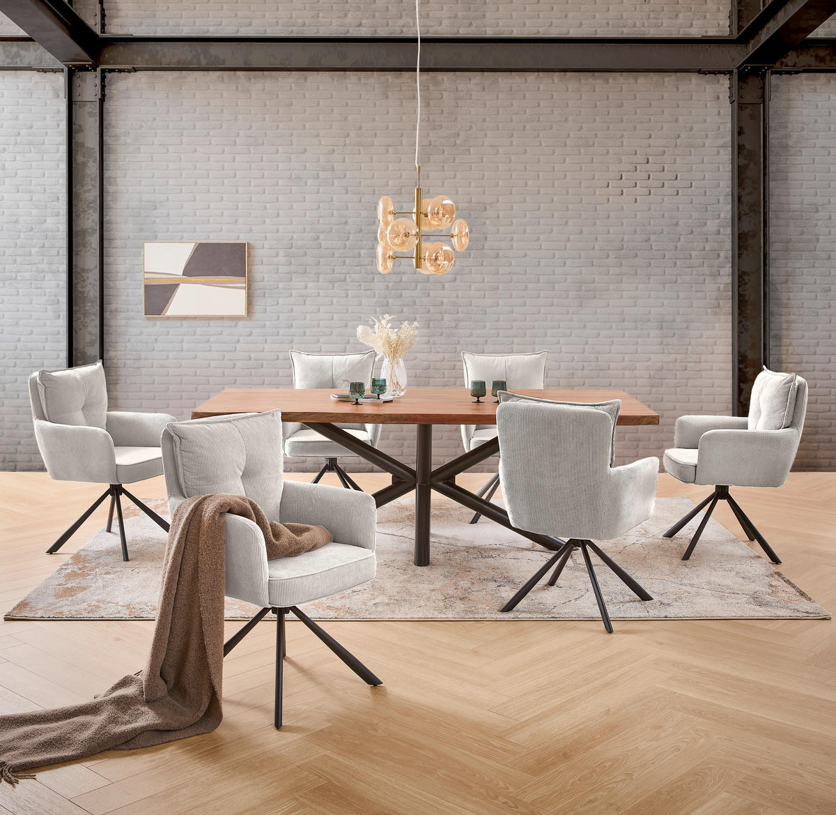 ARMLEHNSTUHL  in Eisen Cord  - Beige, Design, Textil/Metall (60/95/67cm) - Novel