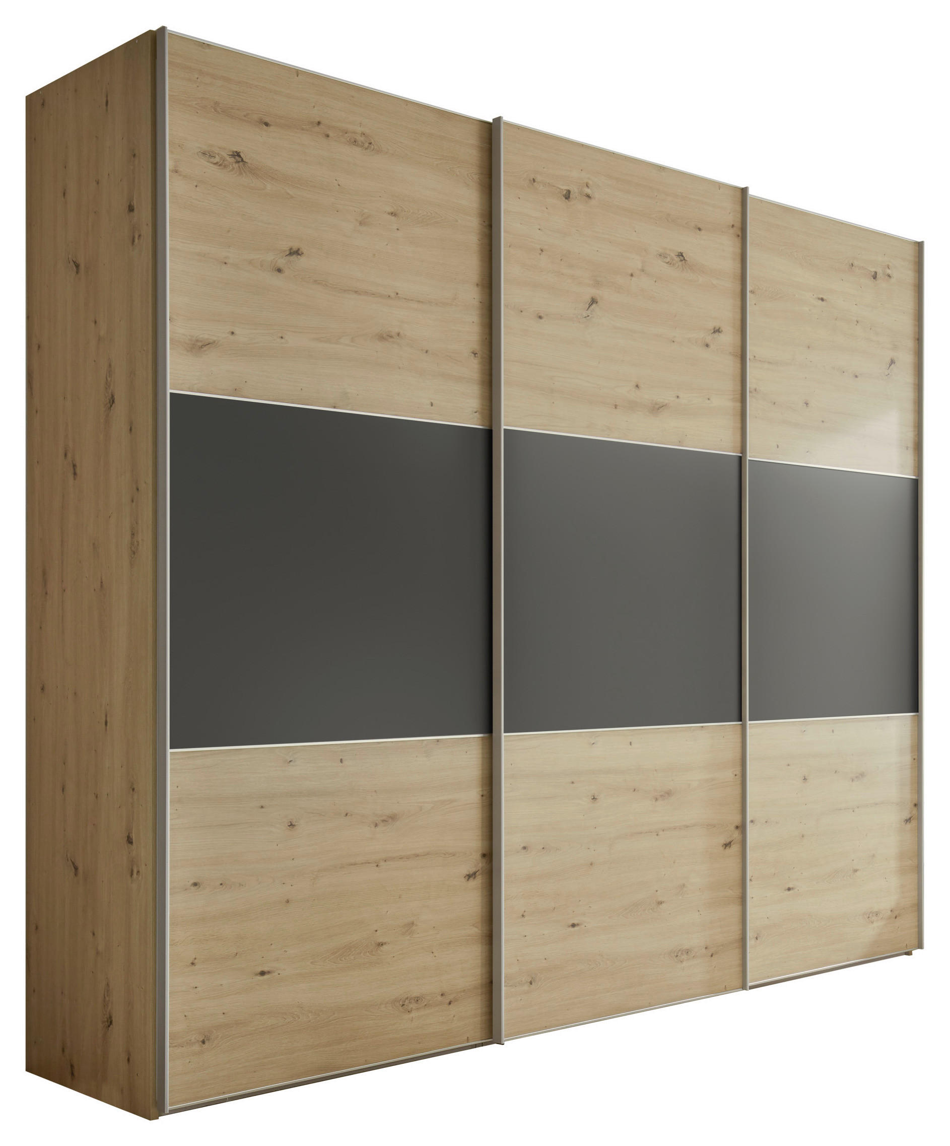 SCHWEBETÜRENSCHRANK  in Anthrazit, Eiche Artisan  - Anthrazit/Alufarben, Holzwerkstoff/Metall (280/222/68cm) - Moderano