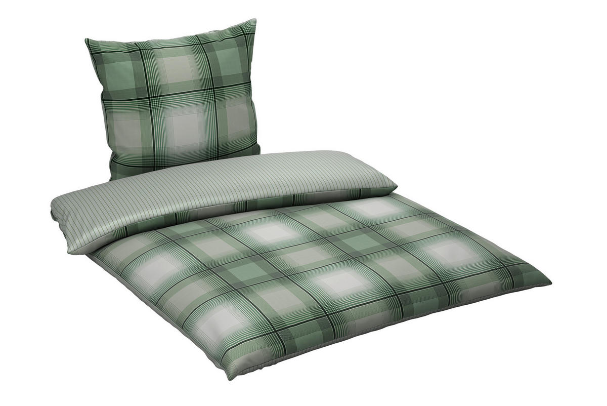 WENDEBETTWÄSCHE Satin 135/200 cm  - Grün, Textil (135/200cm) - Novel