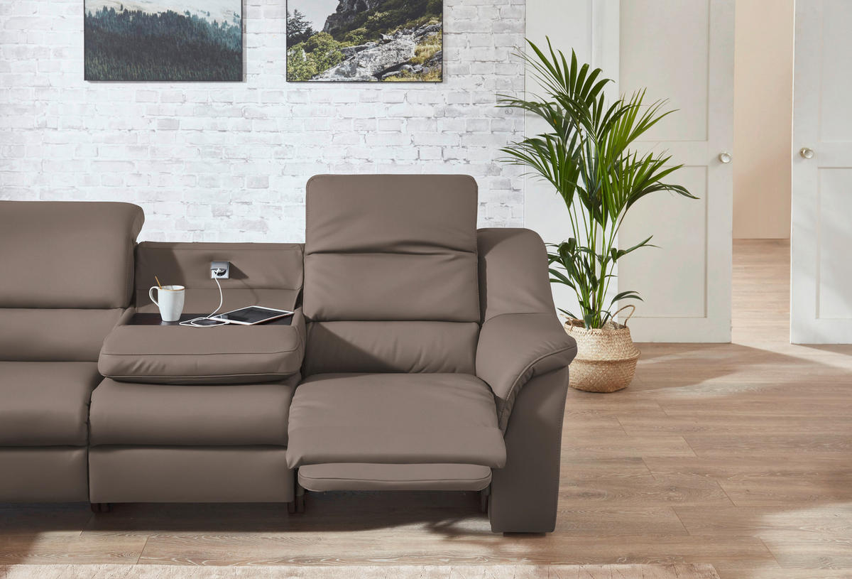 ECKSOFA  in Echtleder Fango  260/324 cm  - Fango/Schwarz, KONVENTIONELL, Leder/Kunststoff (260/324cm) - Cantus