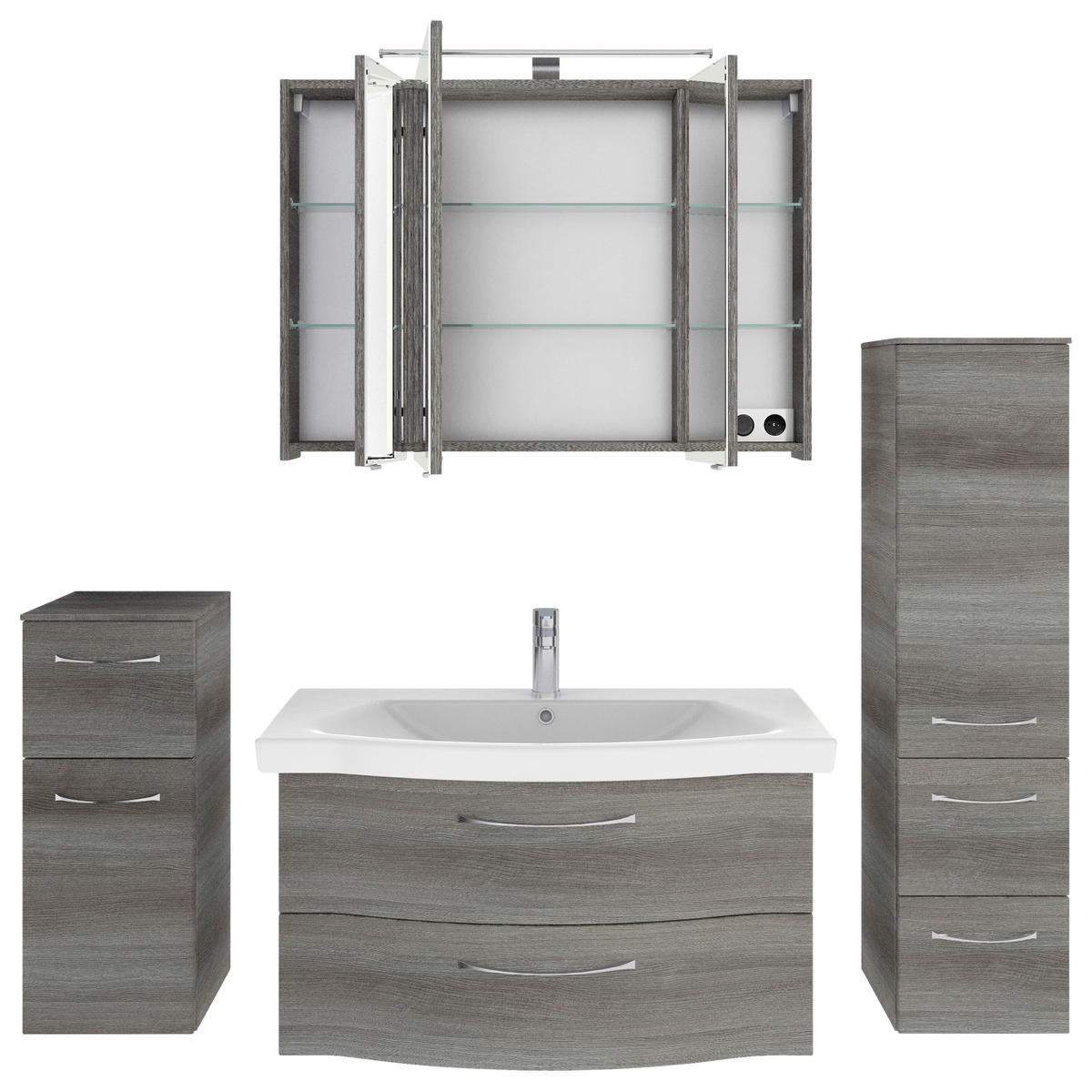 BADEZIMMER 5-teilig  in 158 cm  - Chromfarben/Graphitfarben, KONVENTIONELL, Glas/Keramik (158cm) - Pelipal