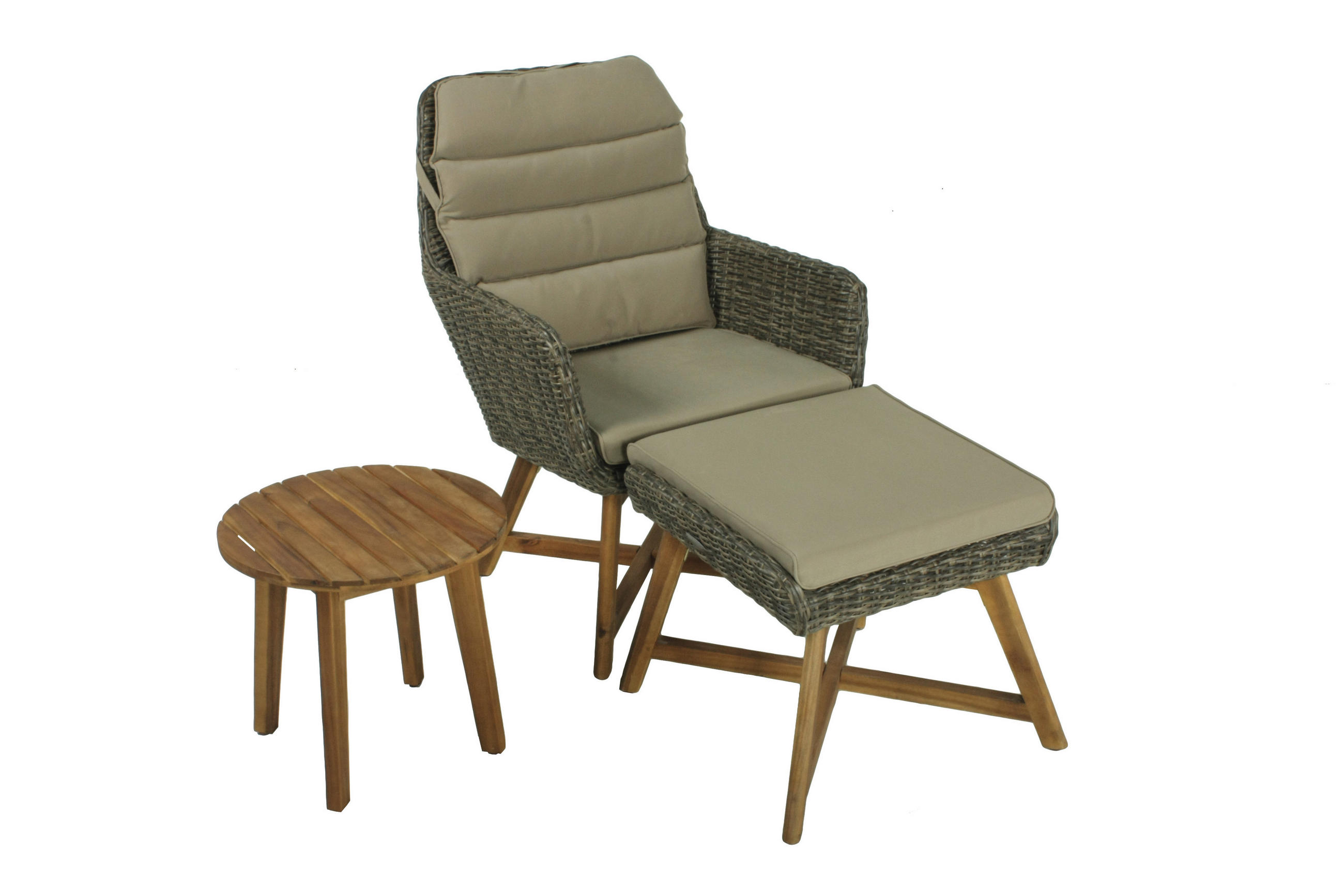 LOUNGESESSEL Braun, Akaziefarben, Beige Akazie Hartholz Aluminium  - Beige/Braun, Basics, Holz/Kunststoff (65/95/85cm) - Gardenson