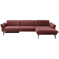 ECKSOFA in Echtleder Rot  - Anthrazit/Rot, Design, Leder/Metall (308/173cm) - Joop!
