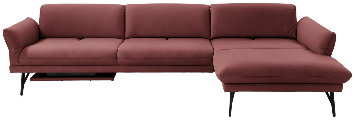 ECKSOFA in Echtleder Rot  - Anthrazit/Rot, Design, Leder/Metall (308/173cm) - Joop!
