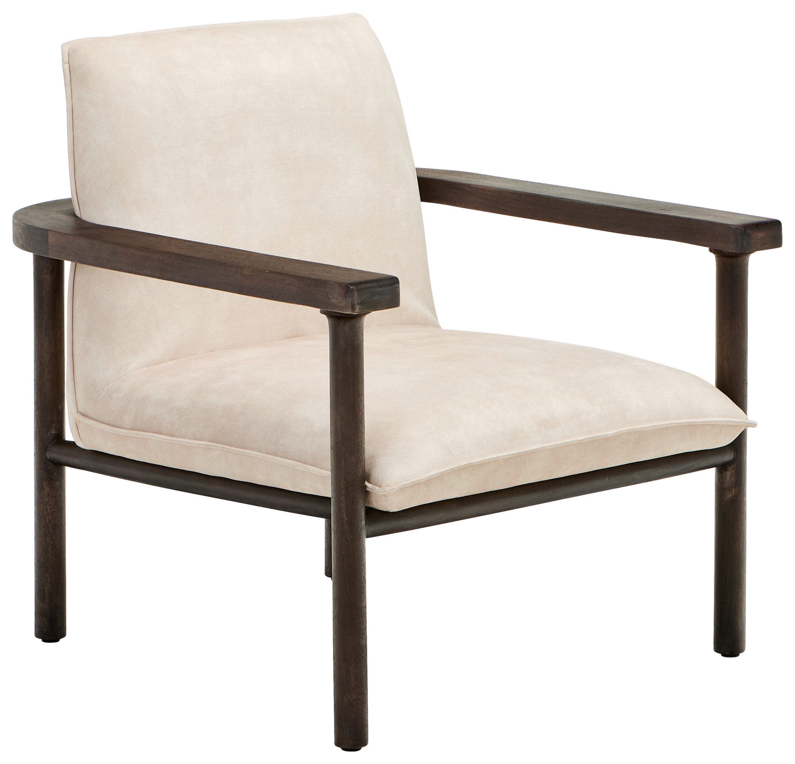 SESSEL in Struktur Walnussfarben  - Walnussfarben/Creme, Design, Holz/Textil (74/76/75cm) - Livetastic