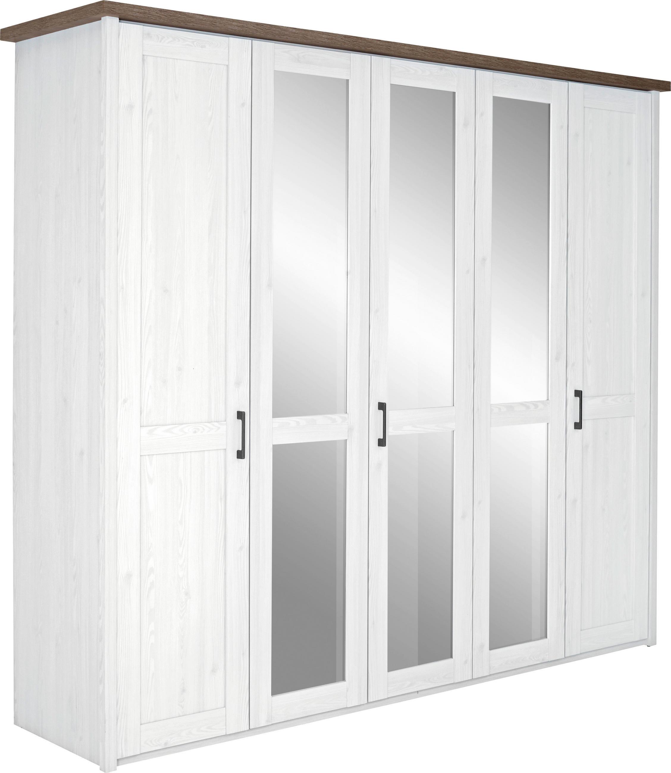 Carryhome Drehtürenschrank Weiß, Trüffeleiche 241x212x62 cm