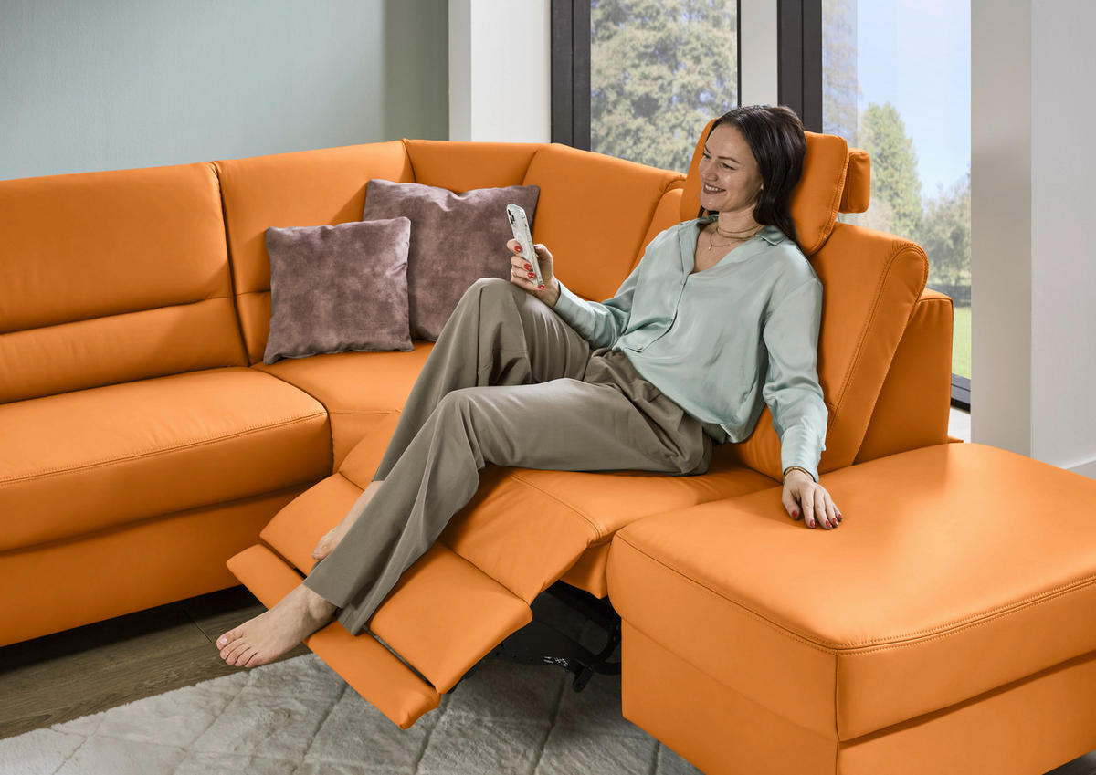 ECKSOFA  in Echtleder Currygelb  290/249 cm  - Currygelb/Schwarz, KONVENTIONELL, Leder/Metall (290/249cm) - Beldomo Premium