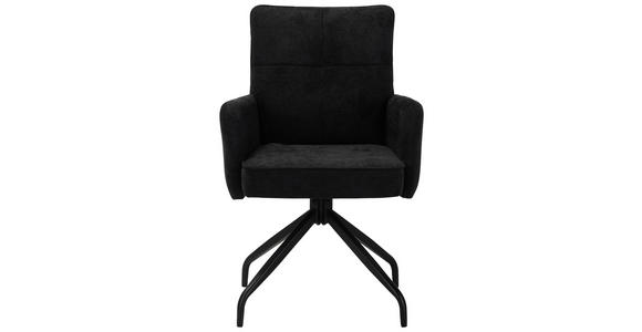 ARMLEHNSTUHL  Sitzfläche 180° drehbar Mikrofaser  - Schwarz, Design, Textil/Metall (60/90/68cm) - Carryhome