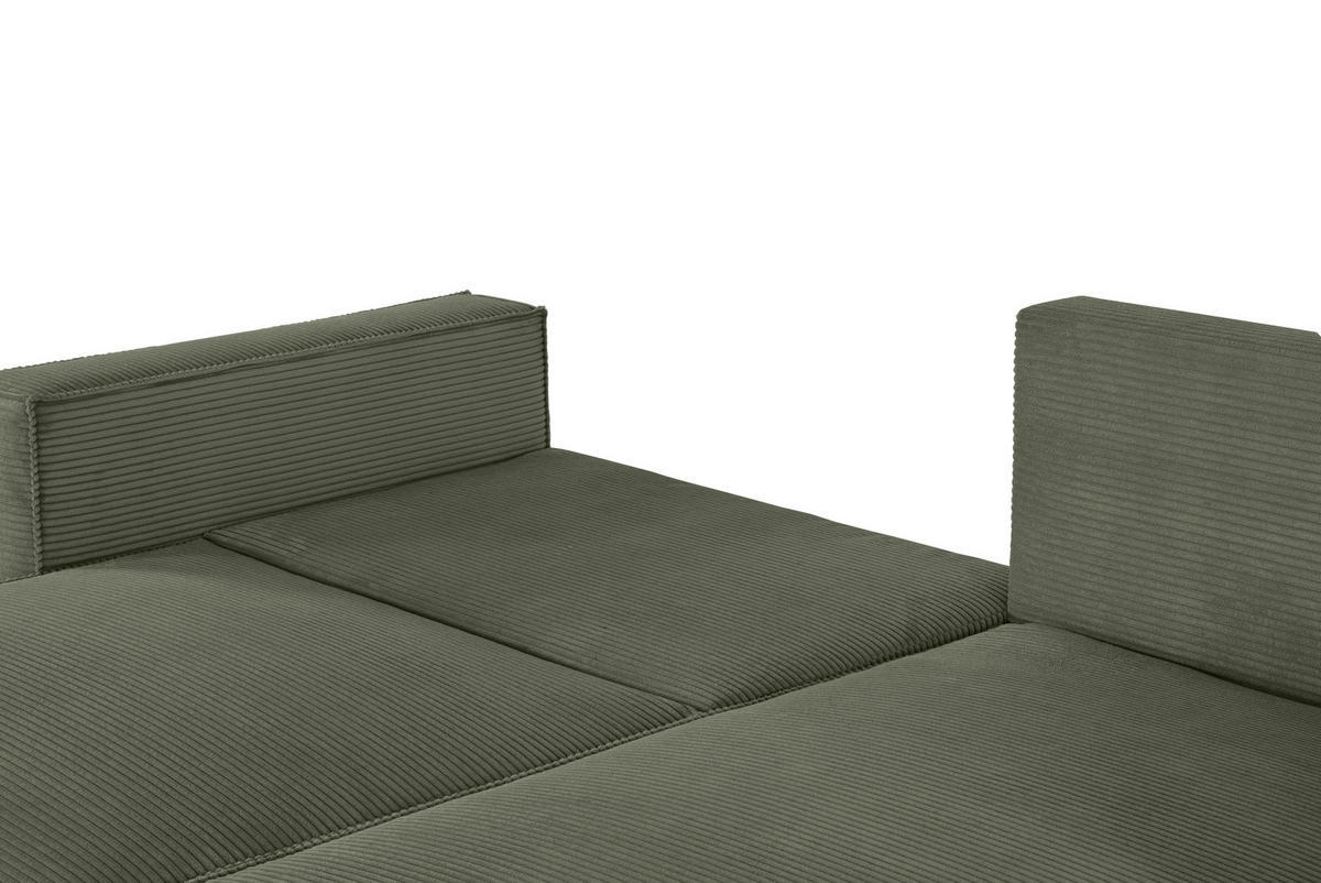 ECKSOFA in Feincord Olivgrün  - Schwarz/Olivgrün, Konventionell, Kunststoff/Textil (242/151cm) - Carryhome