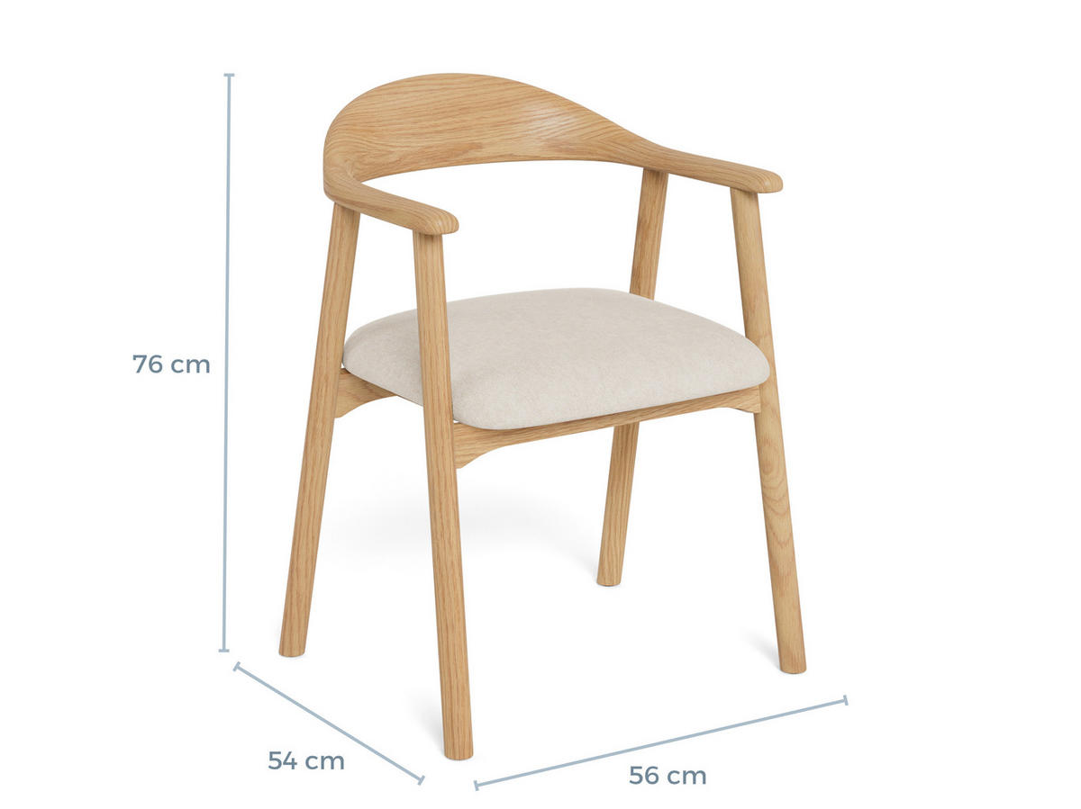 ARMLEHNSTUHL   Webstoff  Naturfarben, Beige  - Beige/Naturfarben, KONVENTIONELL, Holz/Textil (56/76/54cm) - MID.YOU