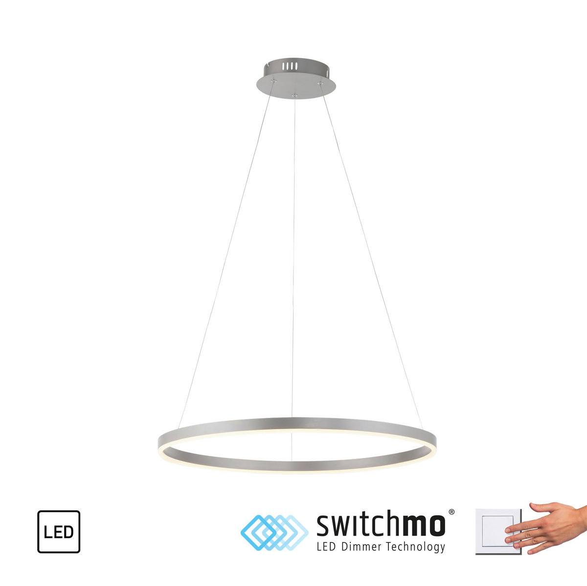 LED-HÄNGELEUCHTE Ritus 58,5/58,5/120 cm   - Alufarben, Design, Kunststoff/Metall (58,5/58,5/120cm)