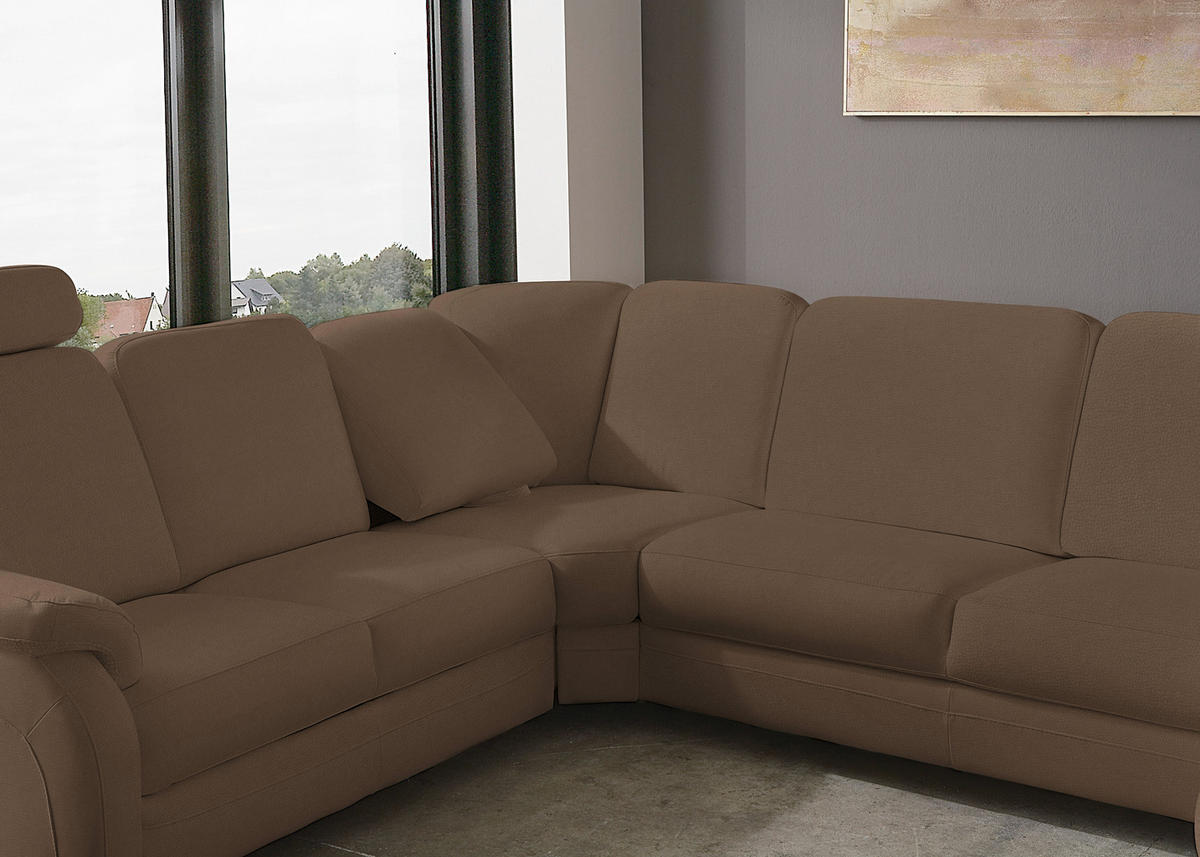 WOHNLANDSCHAFT Echtleder Braun  - Alufarben/Braun, Konventionell, Leder/Metall (239/329/165cm) - Beldomo Premium