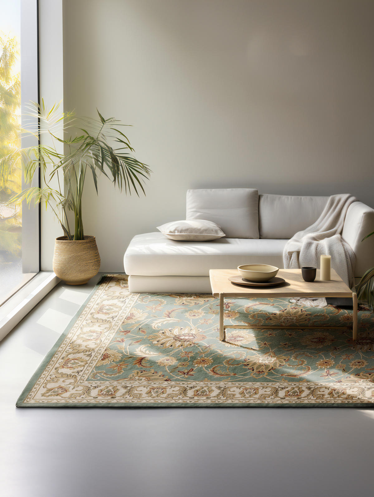 VINTAGE-TEPPICH 200/280 cm Herat Creme, Mintgrün  - Creme/Mintgrün, Basics, Kunststoff/Textil (200/280cm)