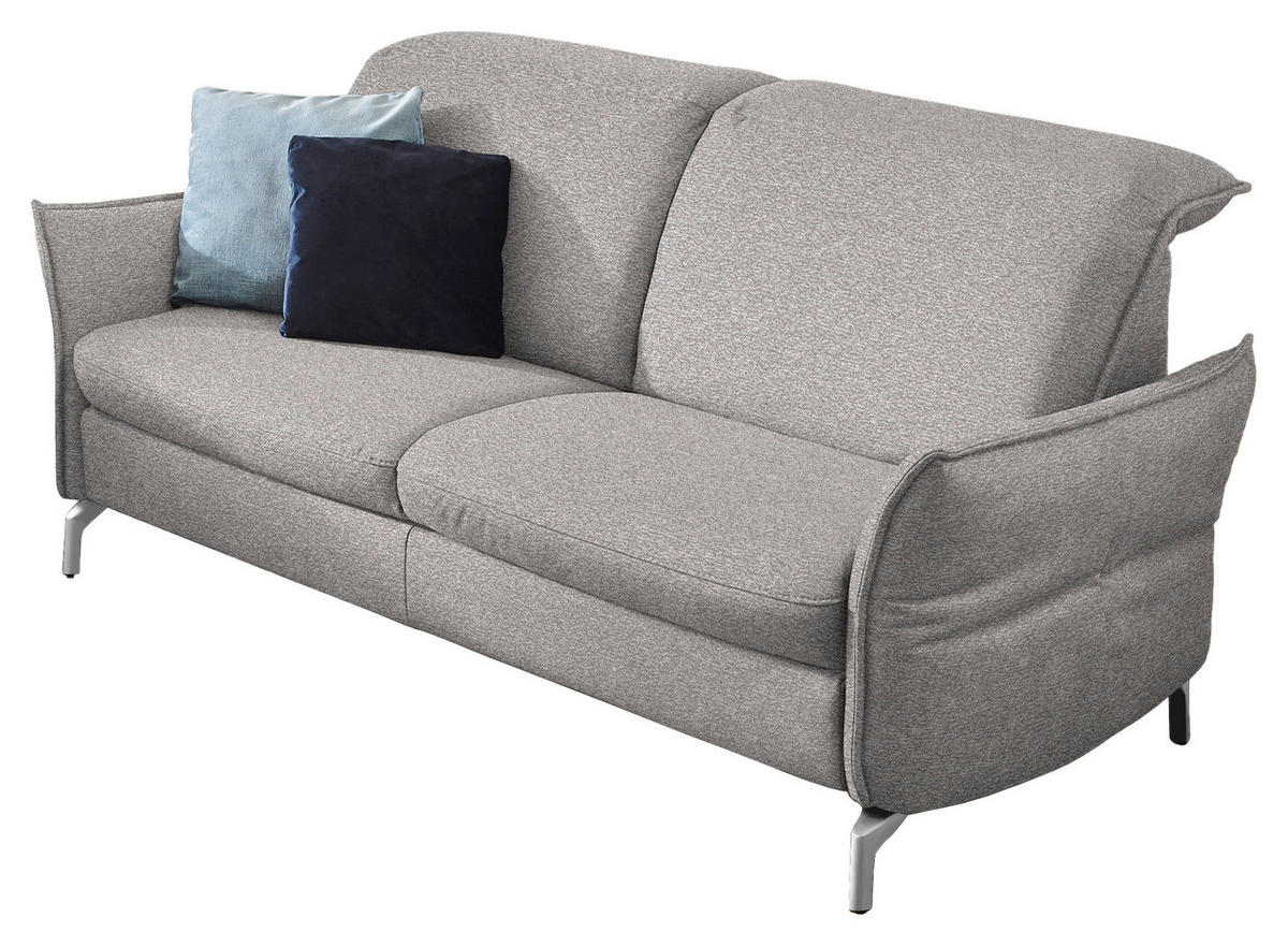 2,5-SITZER in Chenille Grau, Weiss  - Weiss/Grau, Modern, Textil/Metall (185/89/109cm) - Livetastic