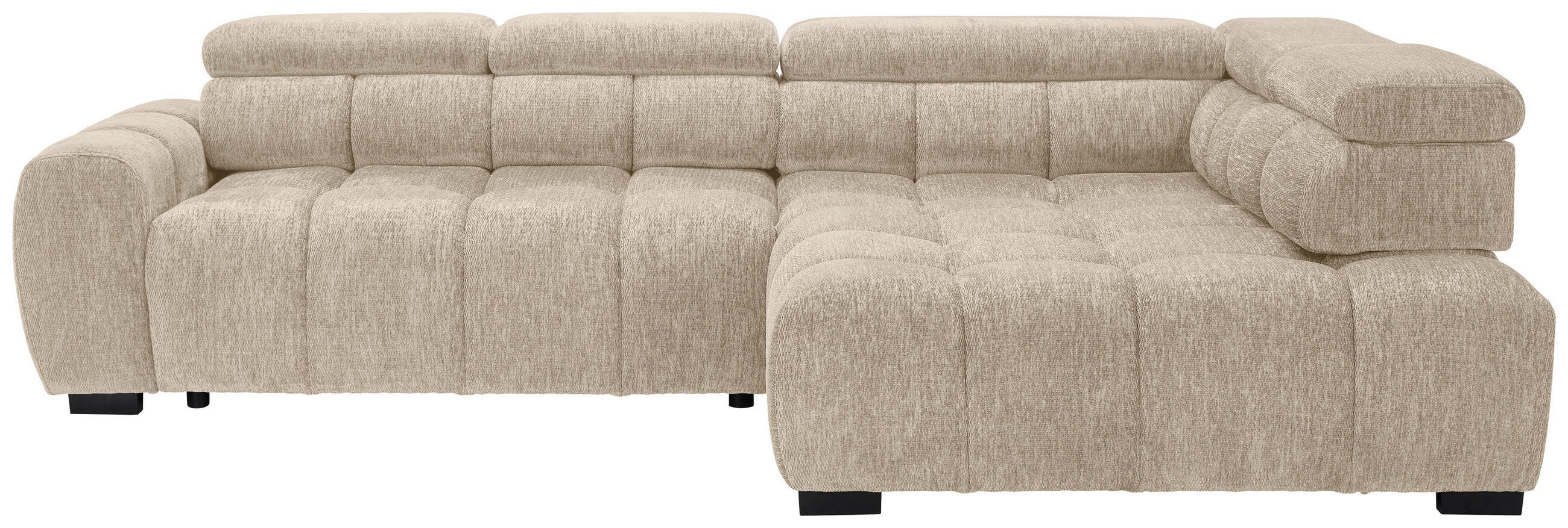 ECKSOFA inkl. Funktionen Naturfarben Webstoff  - Schwarz/Naturfarben, MODERN, Kunststoff/Textil (297/205cm) - Welnova