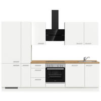 KÜCHENLEERBLOCK 300 cm   in Weiß, Eichefarben  - Edelstahlfarben/Eichefarben, MODERN, Holzwerkstoff/Metall (300cm) - Nobilia
