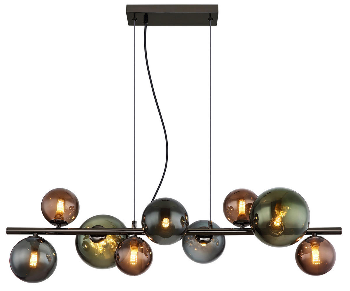 LED-HÄNGELEUCHTE 86/36/120 cm    - Petrol/Bronzefarben, Design, Glas/Metall (86/36/120cm) - Globo