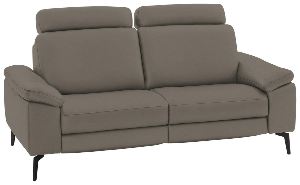 2,5-SITZER in Echtleder Grau  - Schwarz/Grau, Design, Leder/Metall (196/88/100cm) - Valdera