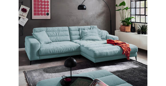 ECKSOFA in Cord Hellblau  - Schwarz/Hellblau, Design, Textil/Metall (296/207cm) - Dieter Knoll