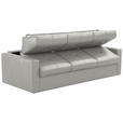 SCHLAFSOFA Bard in Echtleder Grauweiß  - Grauweiß/Schwarz, KONVENTIONELL, Leder/Kunststoff (206/81/96cm) - Novel