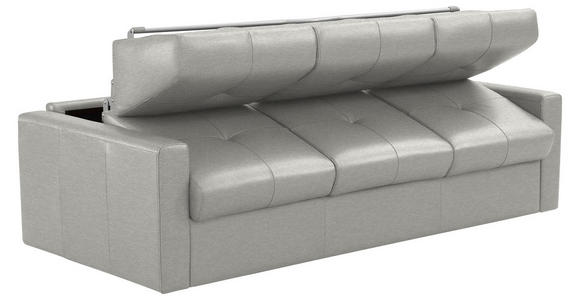 SCHLAFSOFA Bard in Echtleder Grauweiß  - Grauweiß/Schwarz, KONVENTIONELL, Leder/Kunststoff (206/81/96cm) - Novel