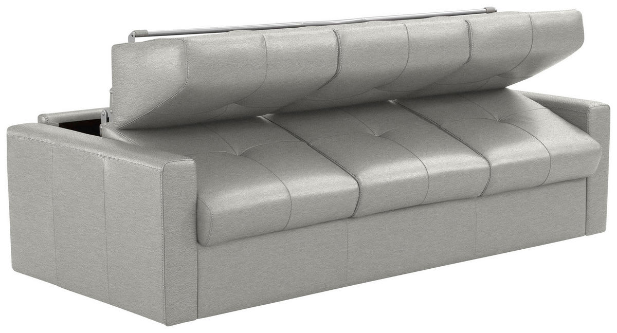 SCHLAFSOFA Grauweiss  - Schwarz/Grauweiss, Konventionell, Leder/Kunststoff (206/81/96cm) - Novel