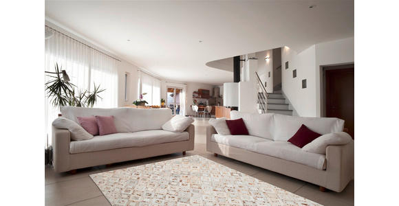 FLACHWEBETEPPICH 80/150 cm Spark 110 Elfenbein Chrom Chromfarben, Beige  - Chromfarben/Beige, Design, Leder/Textil (80/150cm) - Novel