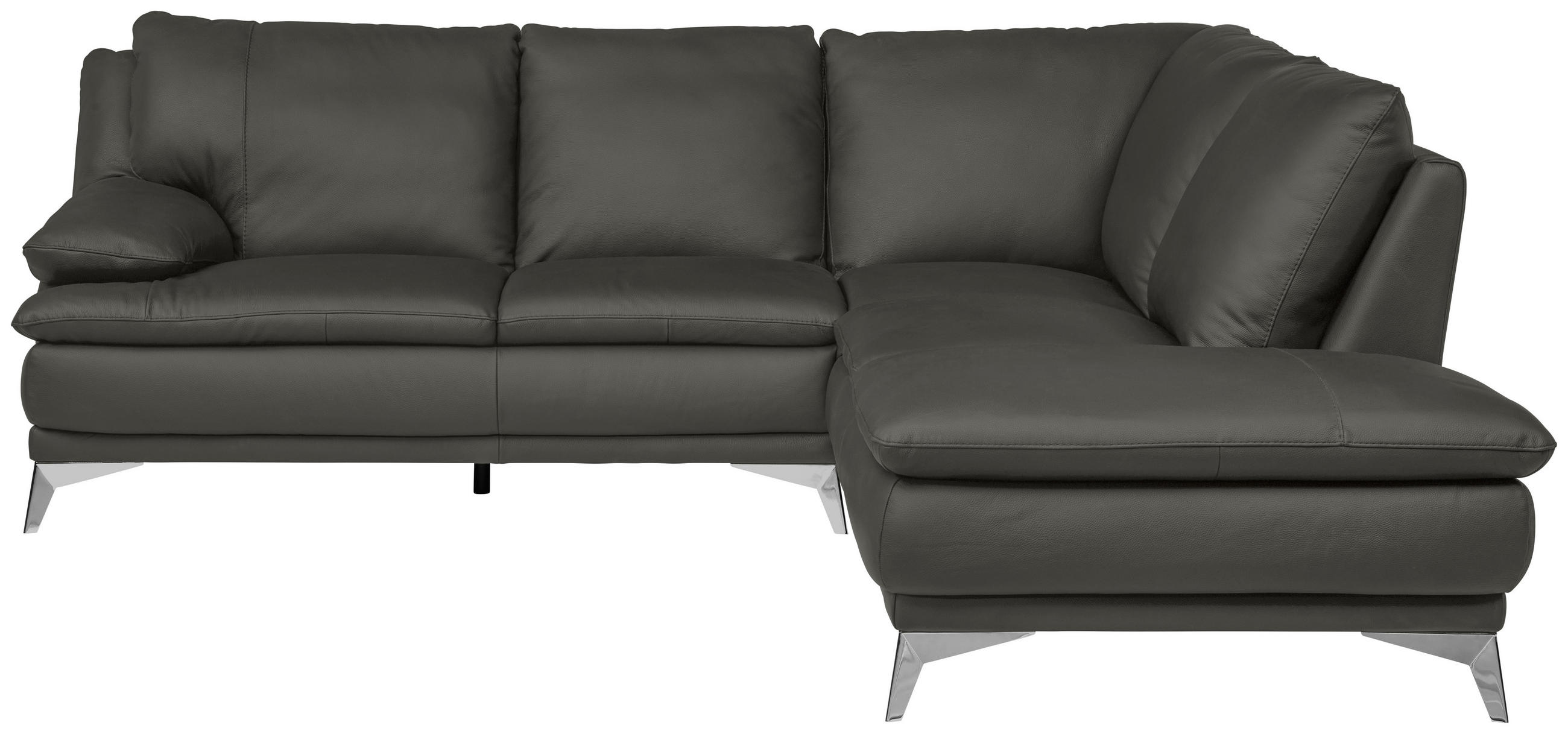 ECKSOFA Grün Echtleder  - Chromfarben/Grün, Design, Leder/Metall (242/224cm) - Novel
