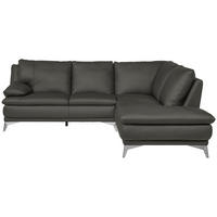 ECKSOFA Grün Echtleder  - Chromfarben/Grün, Design, Leder/Metall (242/224cm) - Novel