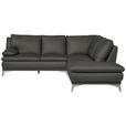 ECKSOFA Grün Echtleder  - Chromfarben/Grün, Design, Leder/Metall (242/224cm) - Novel