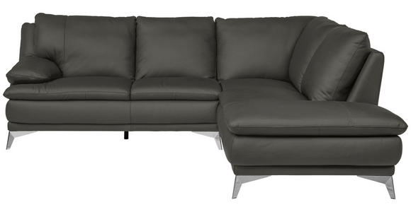 ECKSOFA Grün Echtleder  - Chromfarben/Grün, Design, Leder/Metall (242/224cm) - Novel