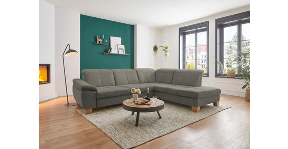 ECKSOFA in Flachgewebe Braun, Grün  - Wildeiche/Braun, Natur, Holz/Textil (301/243cm) - Voleo