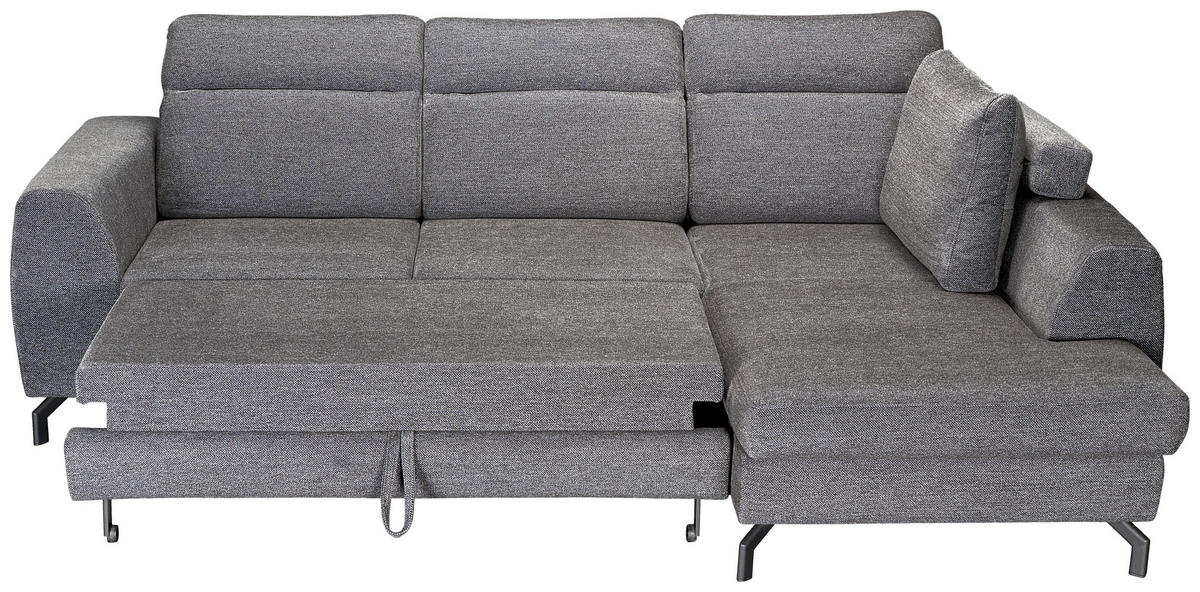 ECKSOFA Dunkelgrau Chenille  - Dunkelgrau/Schwarz, KONVENTIONELL, Textil/Metall (266/185cm) - Carryhome