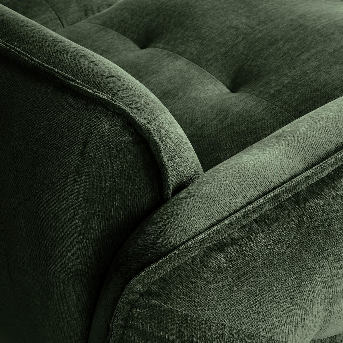 ECKSOFA in Chenille Dunkelgrün  184/269 cm  - Dunkelgrün/Schwarz, MODERN, Kunststoff/Textil (184/269cm) - Trendmanufaktur
