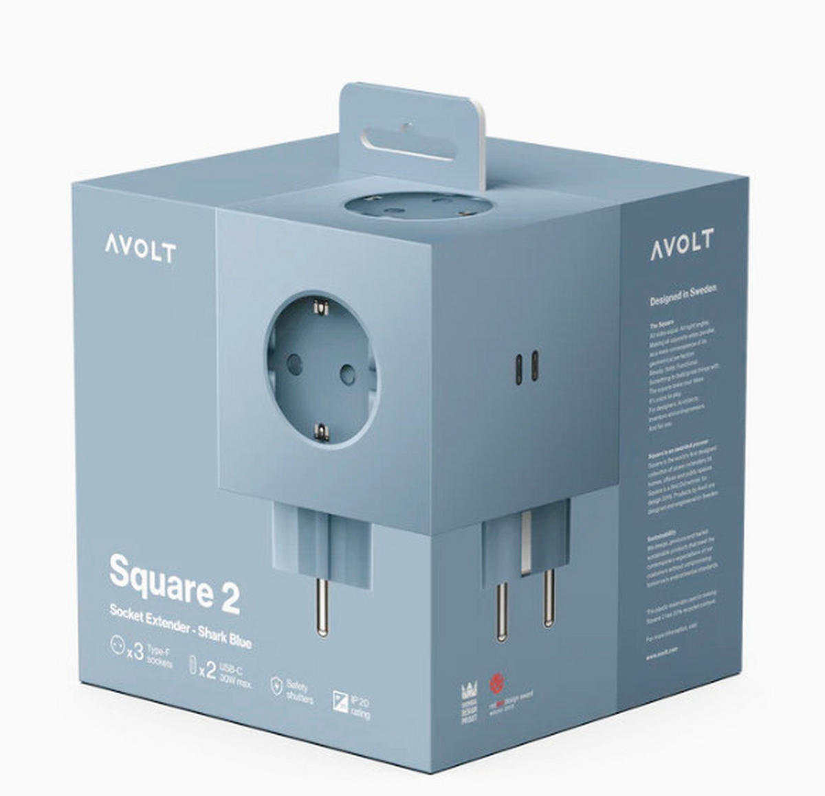 STECKDOSENWÜRFEL - Pastellblau, Basics, Kunststoff (7,6/7,6/11,3cm) - AVOLT