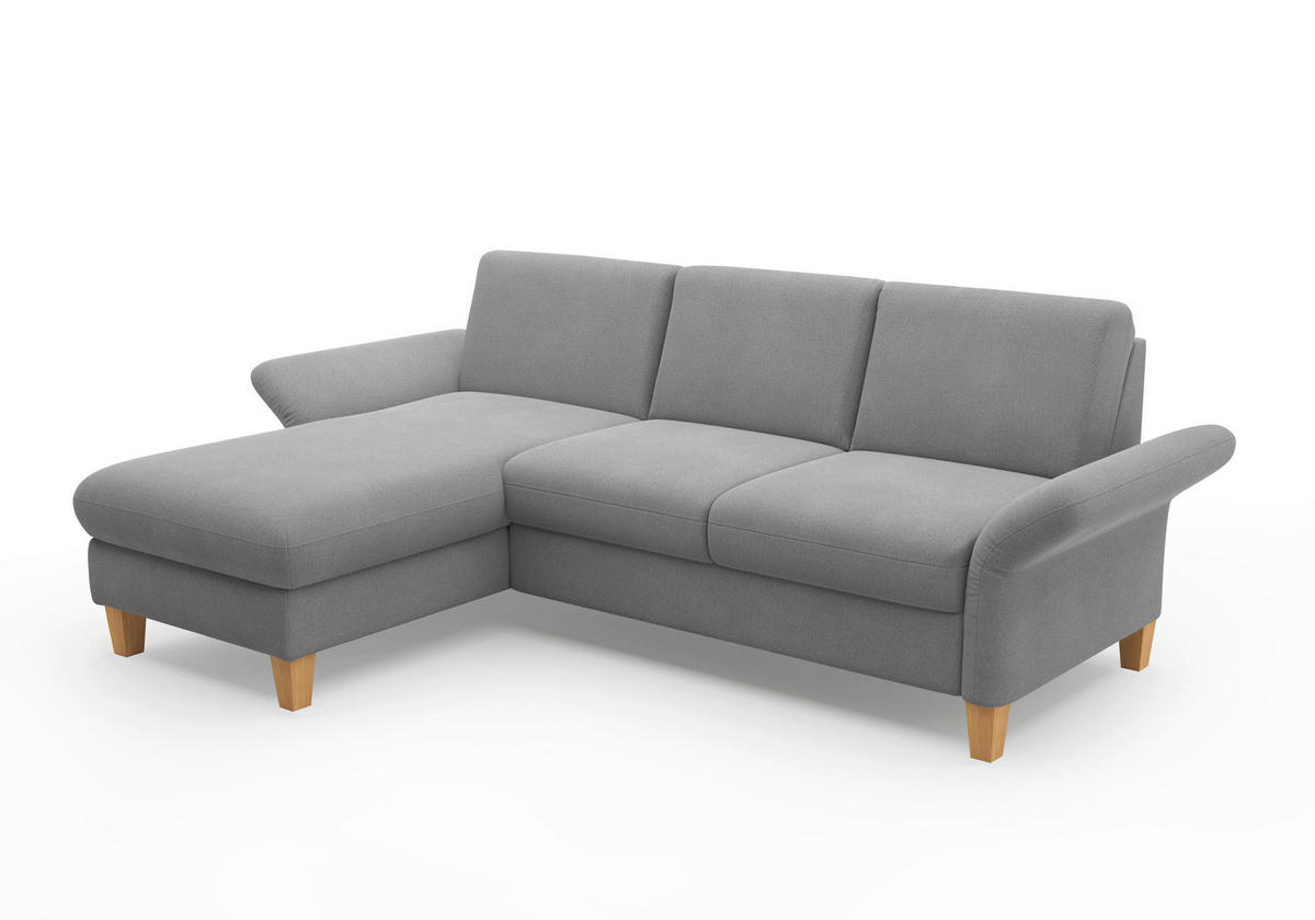 ECKSOFA ROCHELLE E Grau Flachgewebe  - Eichefarben/Grau, KONVENTIONELL, Holz/Textil (164/251cm) - Sit & More