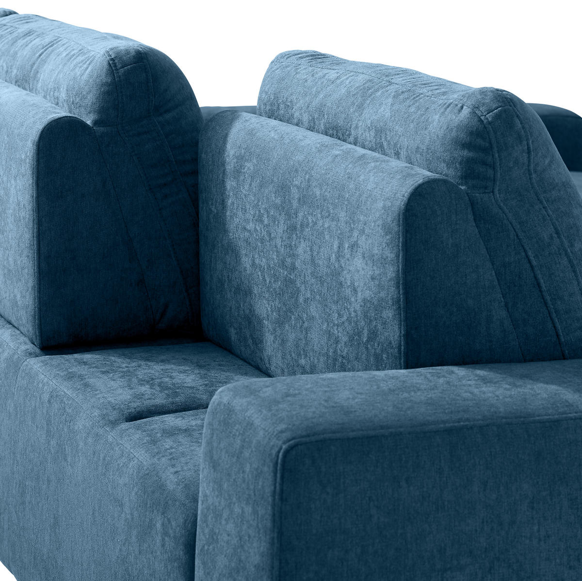 SEDEŽNA GARNITURA, gladka tkanina modra  - modra, Design, kovina/tekstil (260/188cm) - Hom`in