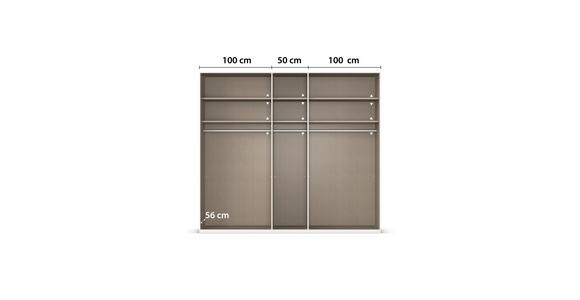 DREHTÜRENSCHRANK 251/223/61 cm,  in Champagner, 5-türig  - Chromfarben/Edelstahlfarben, Basics, Glas/Holzwerkstoff (251/223/61cm) - Novel