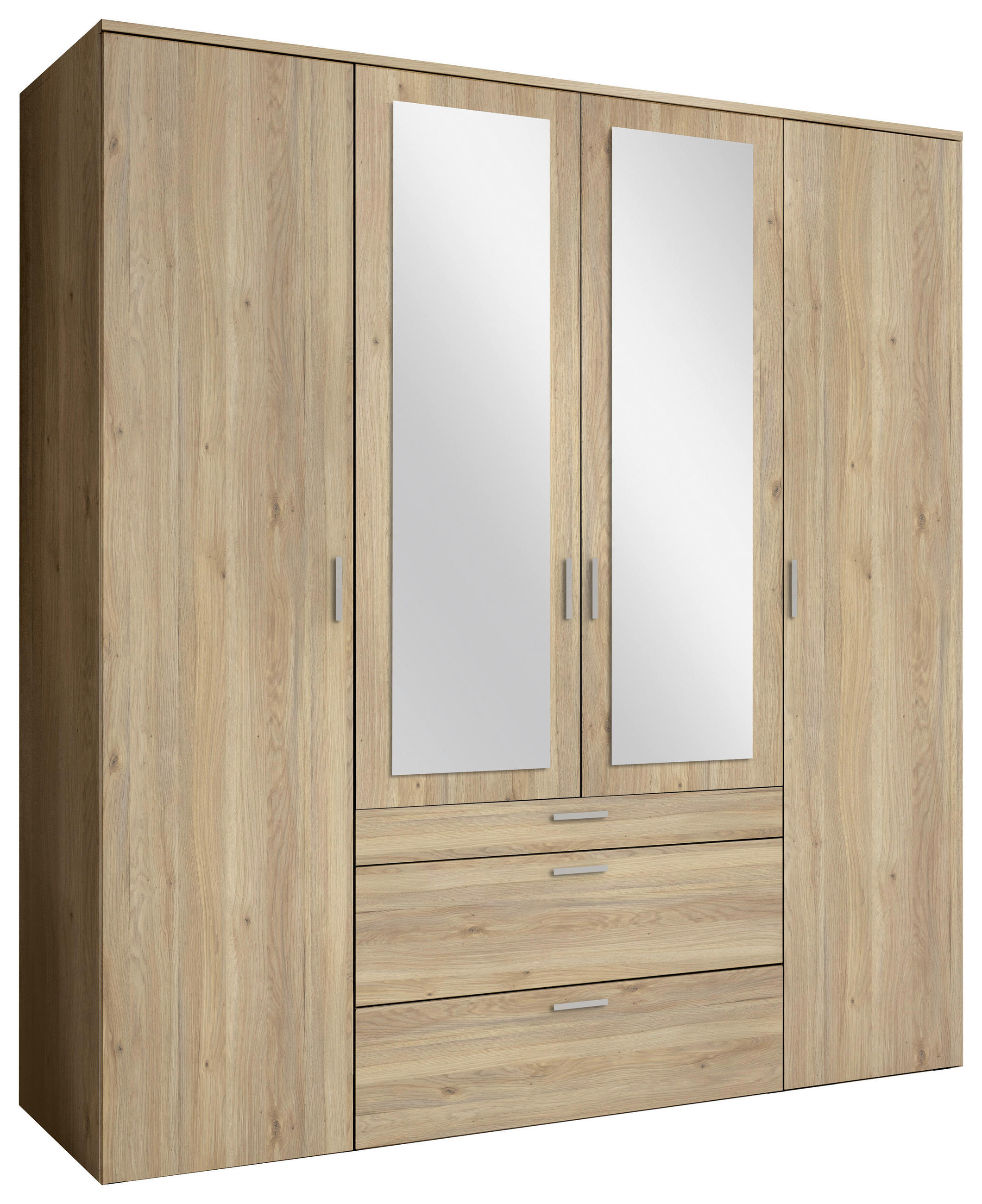DREHTÜRENSCHRANK in Eichefarben  - Eichefarben/Alufarben, Modern, Glas/Holzwerkstoff (180/195/56cm) - Livetastic
