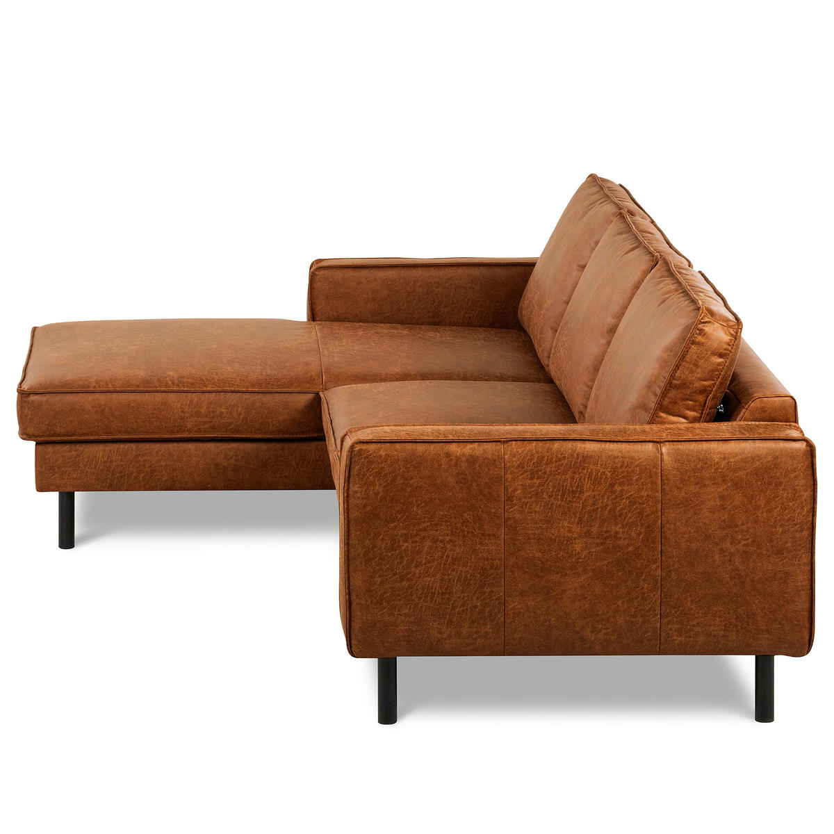 ECKSOFA Cognac Echtleder Lederlook Rücken echt  - Cognac, Design, Leder/Textil (166/238cm) - Livetastic