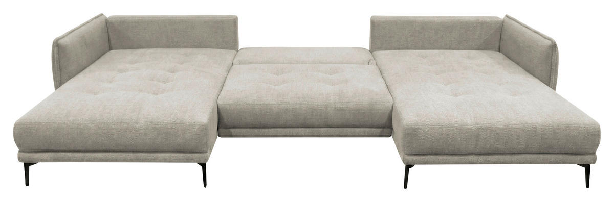 WOHNLANDSCHAFT LAGACY U Grau Flachgewebe  - Schwarz/Grau, Design, Textil/Metall (193/368/193cm) - MID.YOU