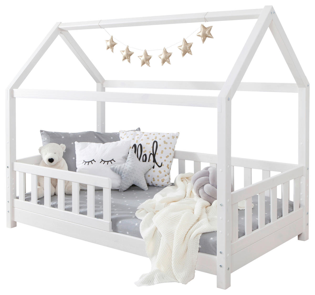 HAUSBETT 80/160 cm Weiss  - Weiss, Modern, Holz/Textil (80/160cm) - MID.YOU