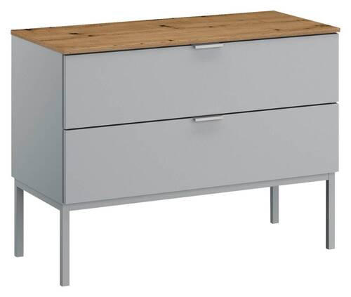 KOMMODE 80/61/42 cm  in Grau, Eichefarben  - Eichefarben/Alufarben, Trend, Holzwerkstoff/Kunststoff (80/61/42cm) - Stylife